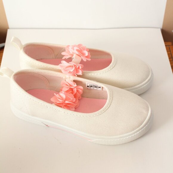 Carters Size 12 Cream Canvas Dress Shoes Easter - Picture 2 of 5